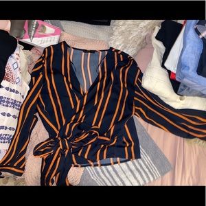 Long sleeve wrap blouse